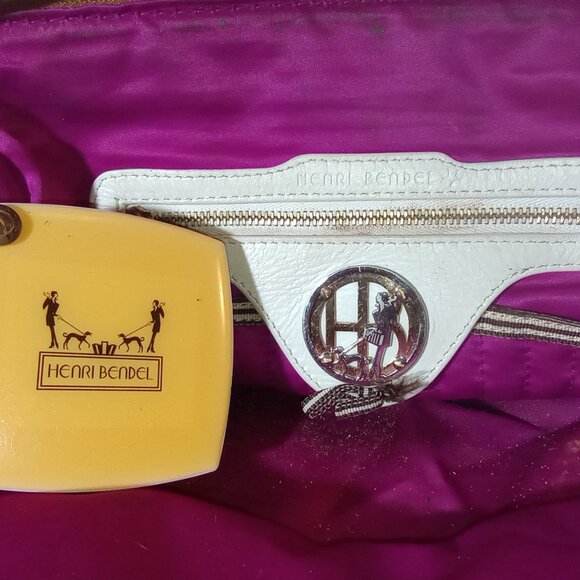 RARE Henri Bendel New York Vintage Leather Hand Bag w/ Compact - Picture 11 of 16